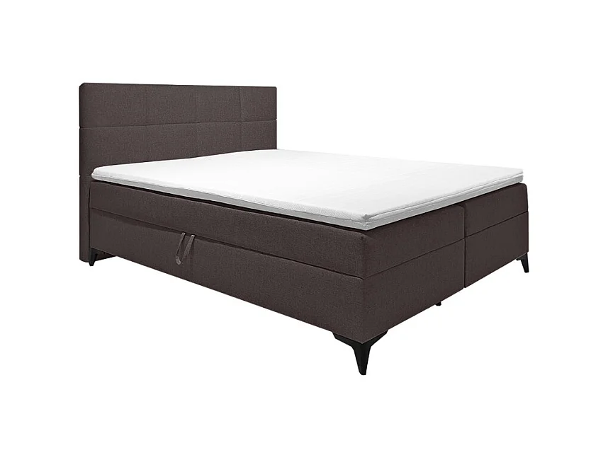 Lit boxspring 160x200 cm tissu marron 2 coffres latéraux - AISHA