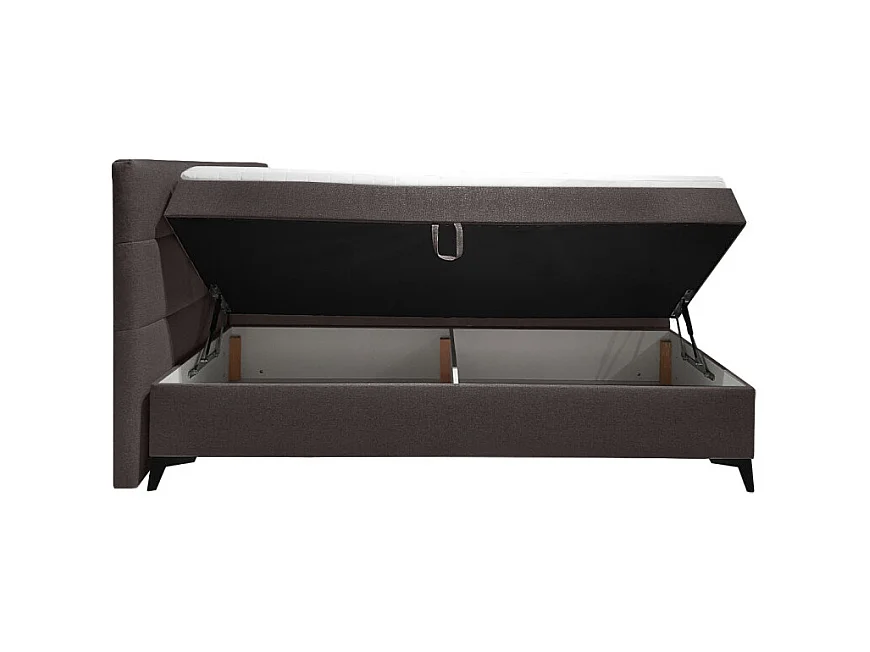 Lit boxspring 160x200 cm tissu marron 2 coffres latéraux - AISHA