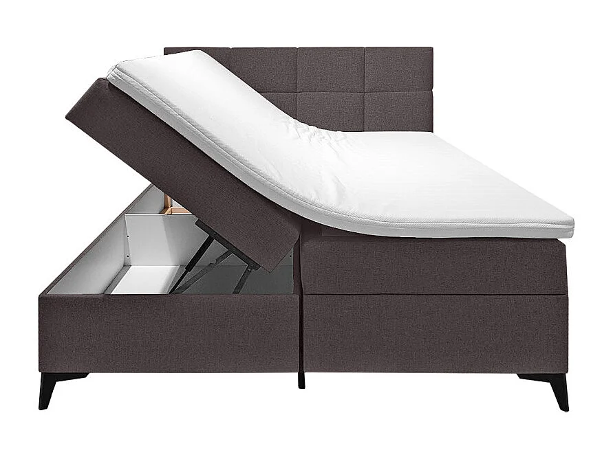 Lit boxspring 160x200 cm tissu marron 2 coffres latéraux - AISHA