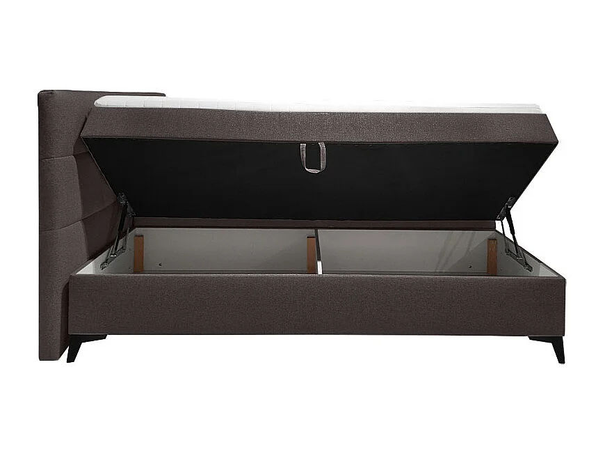 Lit boxspring 160x200 cm tissu marron 2 coffres latéraux - AISHA