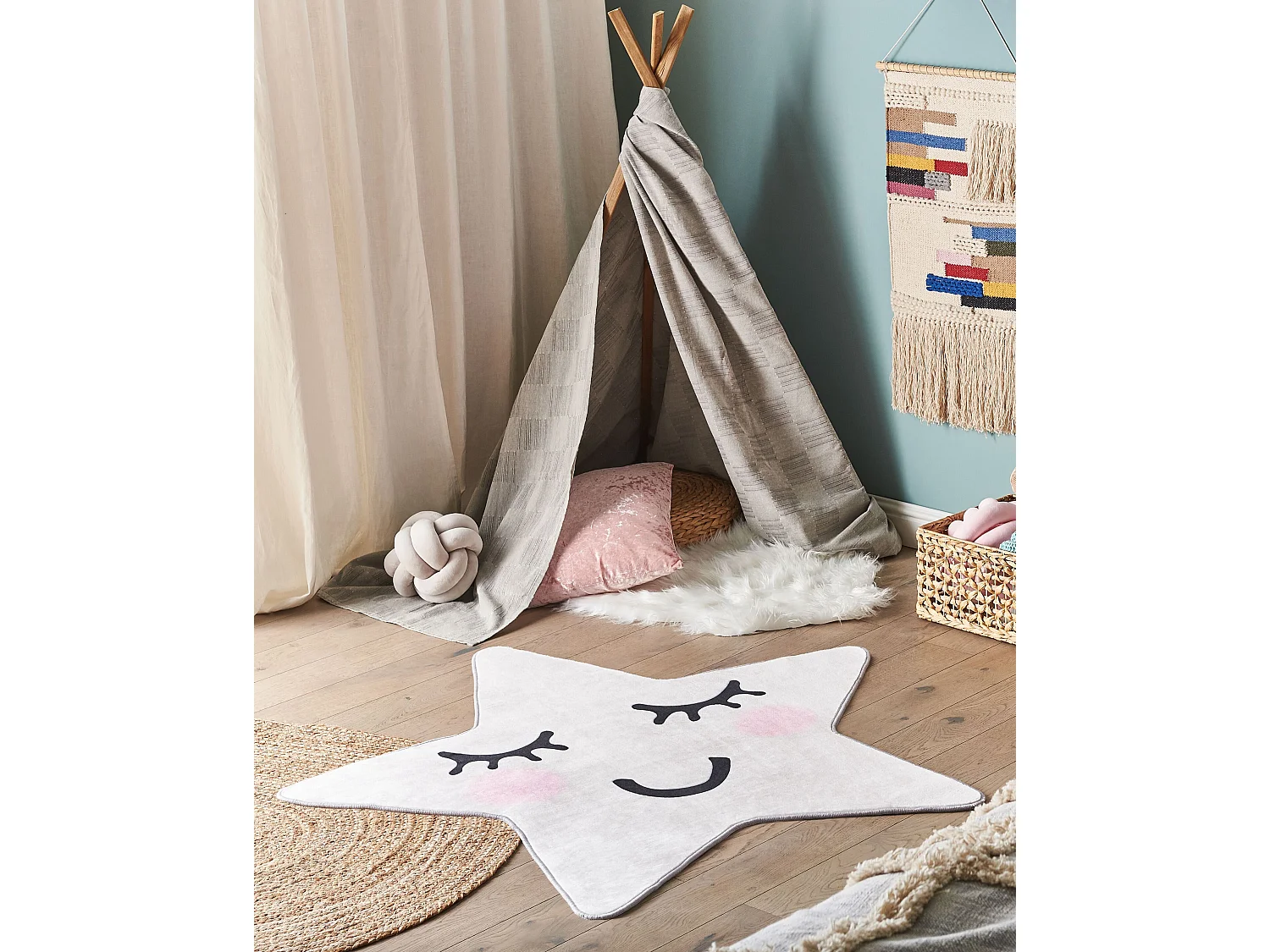 Vloerkleed polyester wit ⌀ 120 cm SIRIUS