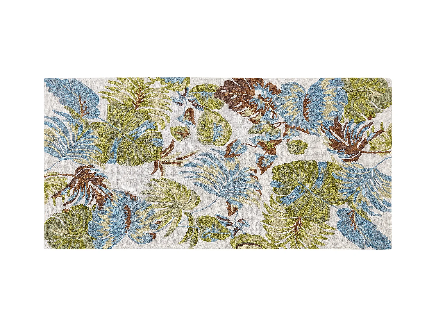 Teppich Wolle mehrfarbig 80 x 150 cm Blattmuster Kurzflor KINIK