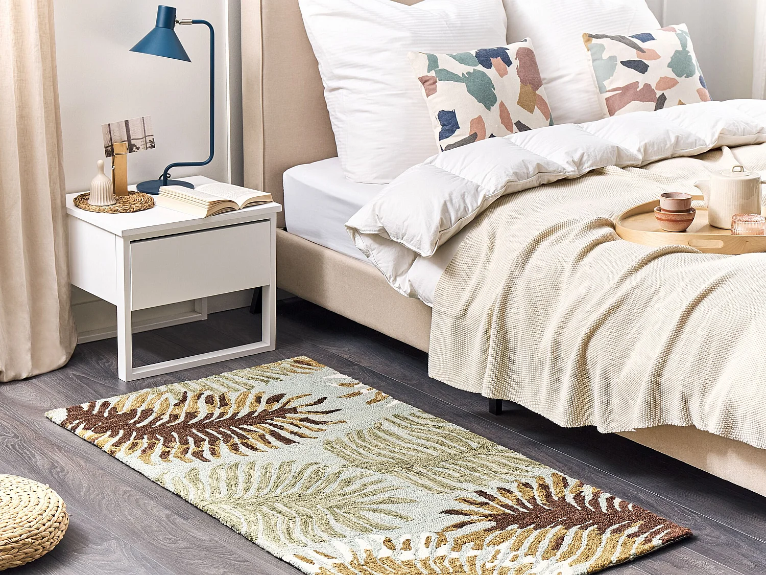 Tapis en laine à motif de plantes 80 x 150 cm VIZE