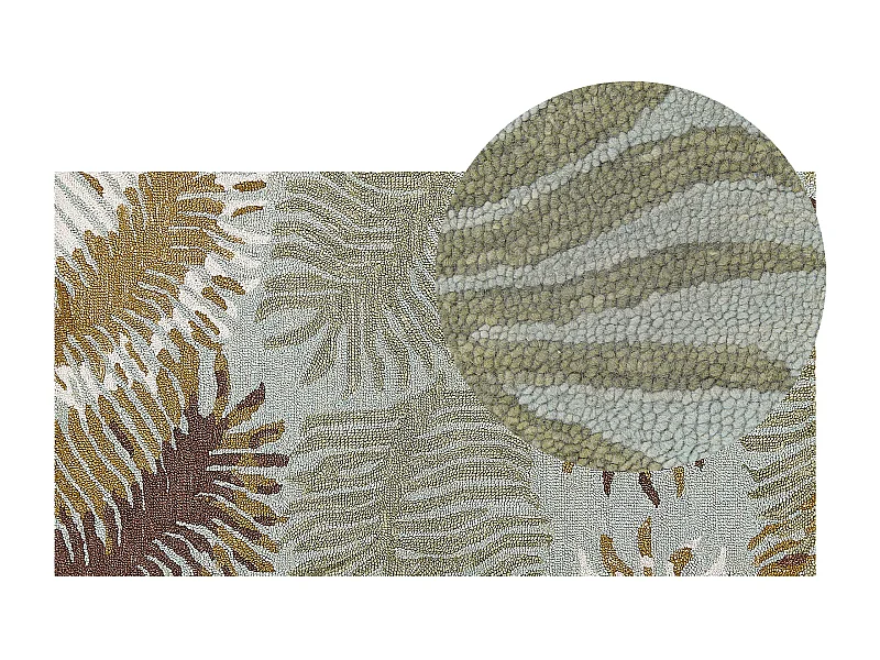 Teppich Wolle mehrfarbig 80 x 150 cm Palmenmuster Kurzflor VIZE