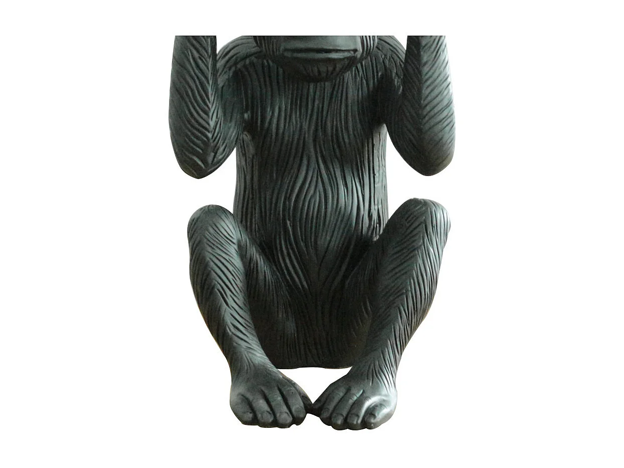 Statue singe noir mat avec mains sur les oreilles H40 cm - RAFIKI