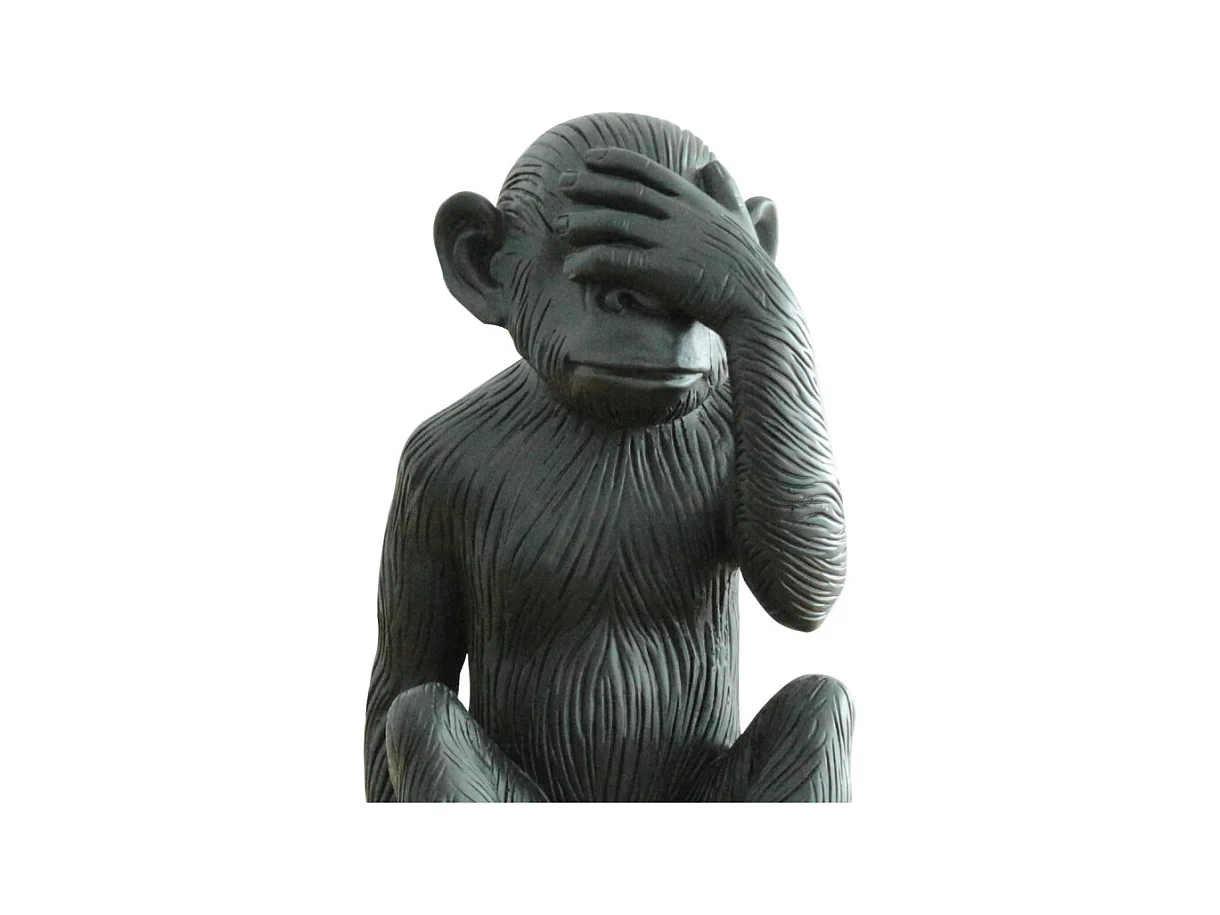 Statue singe noir mat avec main sur les yeux H39 cm - RAFIKI