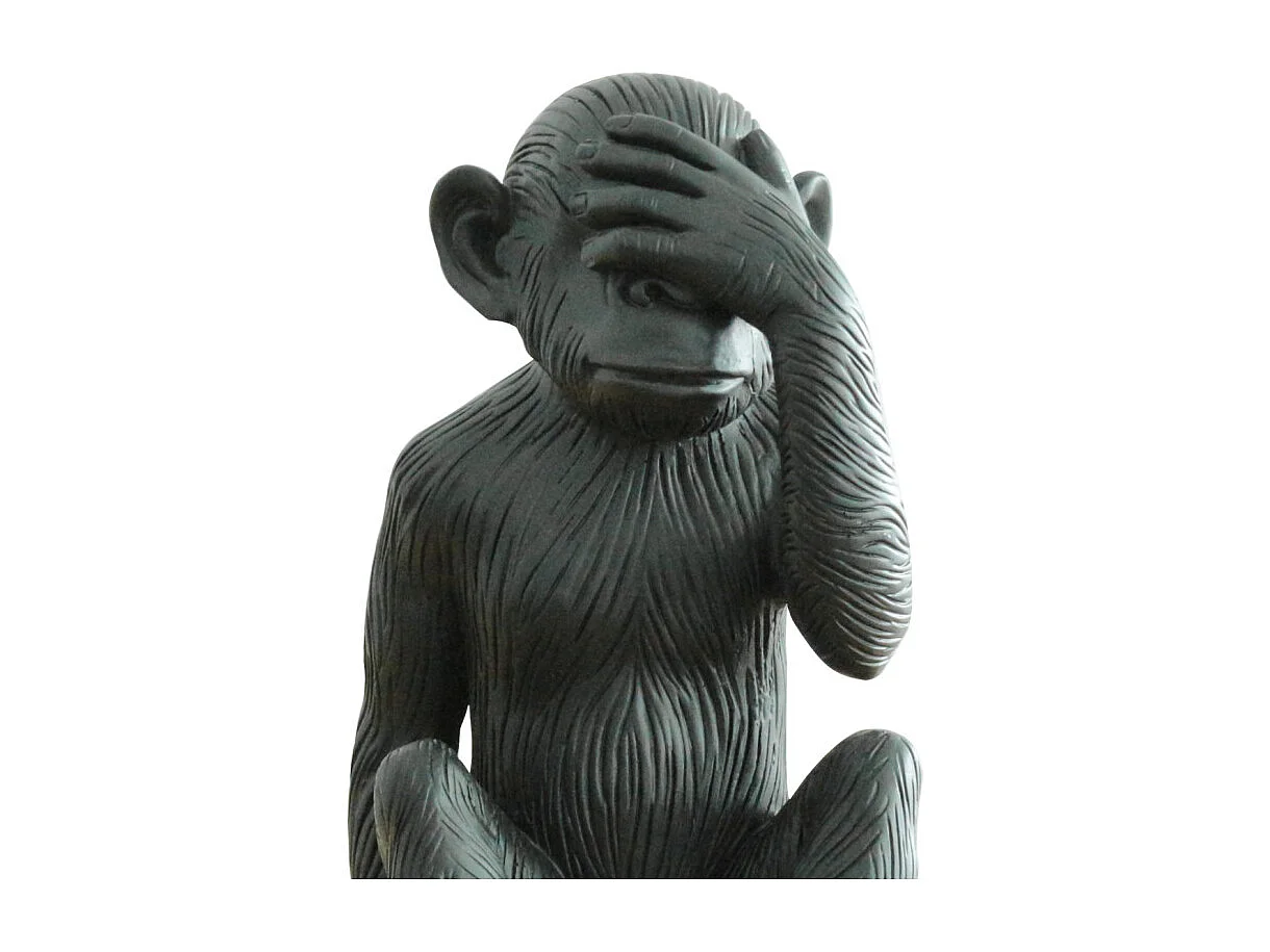 Statue singe noir mat avec main sur les yeux H39 cm - RAFIKI