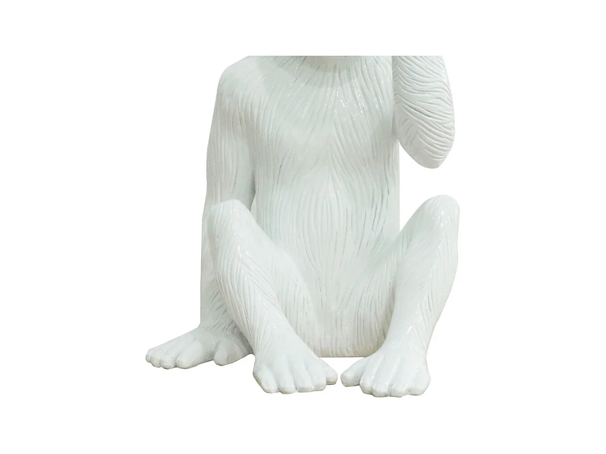 Statue singe blanc laqué avec main sur les yeux H39 cm - RAFIKI