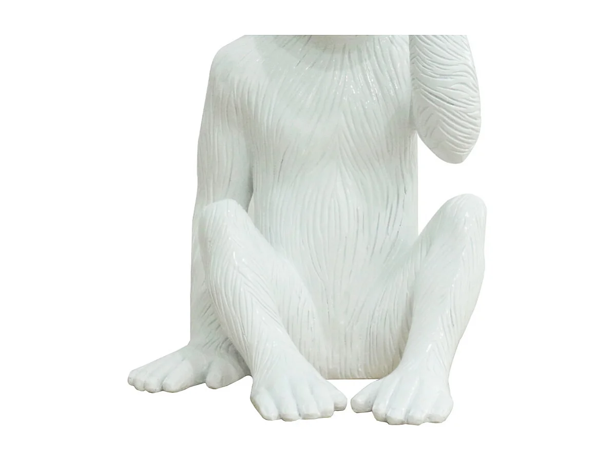 Statue singe blanc laqué avec main sur les yeux H39 cm - RAFIKI