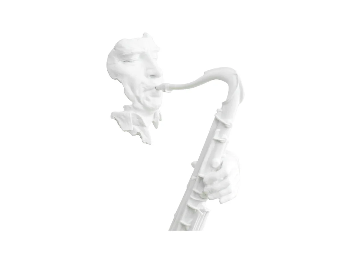 Statue visage saxophoniste avec saxophone blanc H62 cm - SONG