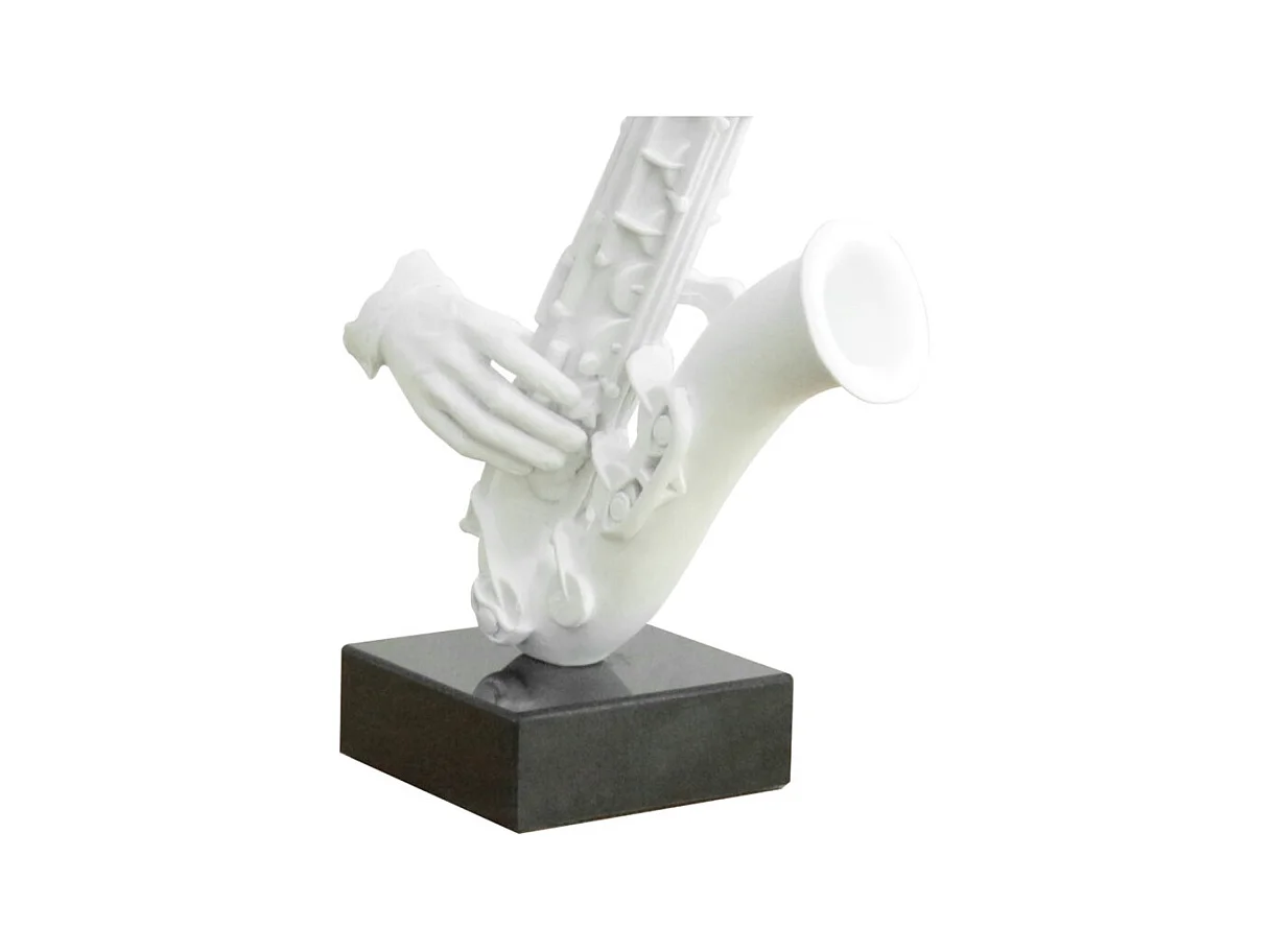 Statue visage saxophoniste avec saxophone blanc H62 cm - SONG