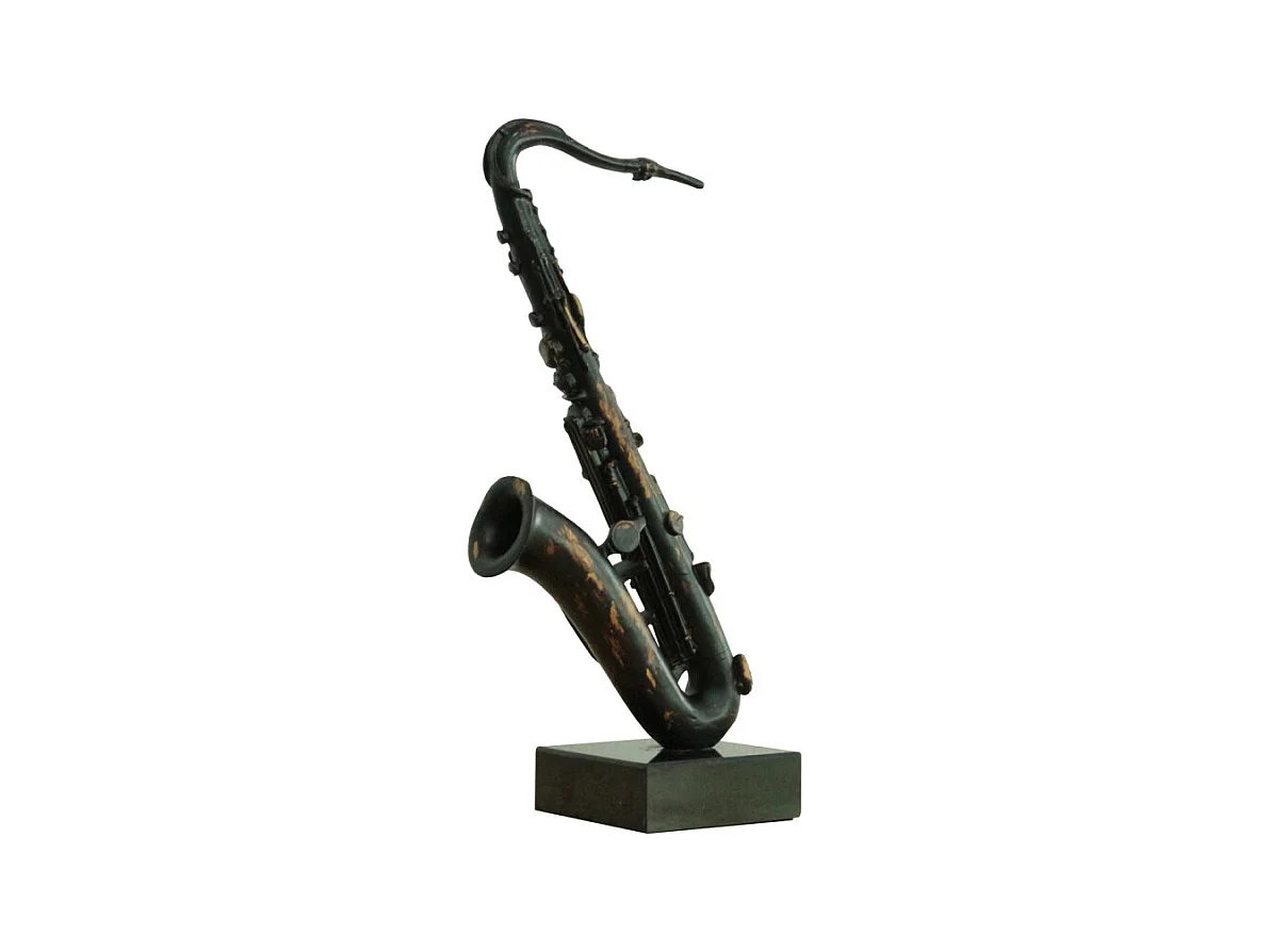Statue saxophone noir avec effet rouillé H62 cm - SONG