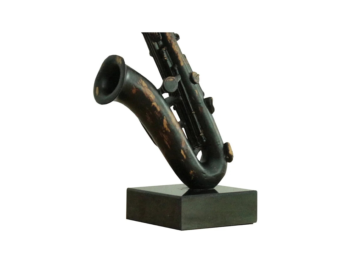 Statue saxophone noir avec effet rouillé H62 cm - SONG