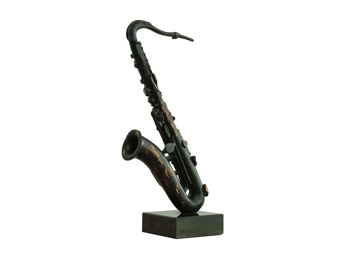 Statue saxophone noir avec effet rouillé H62 cm - SONG