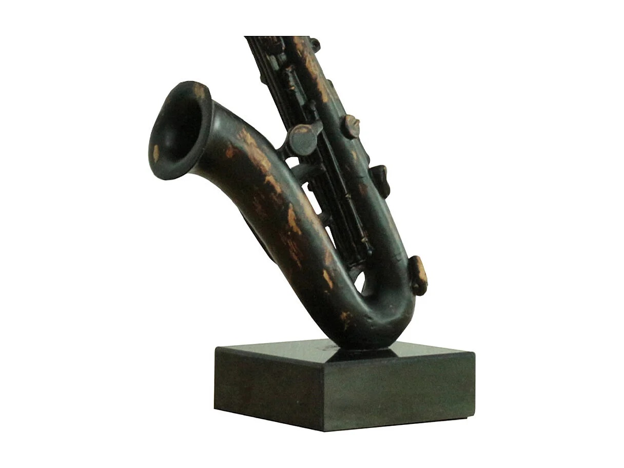 Statue saxophone noir avec effet rouillé H62 cm - SONG
