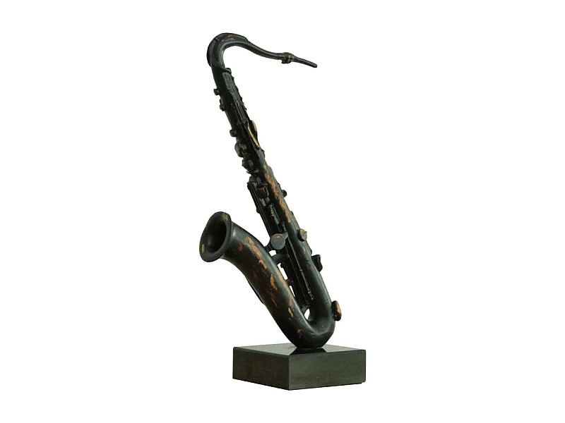 Statue saxophone noir avec effet rouillé H62 cm - SONG