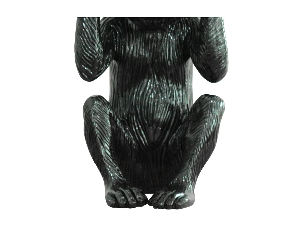Statue singe noir laqué avec mains sur les oreilles H40 cm - RAFIKI