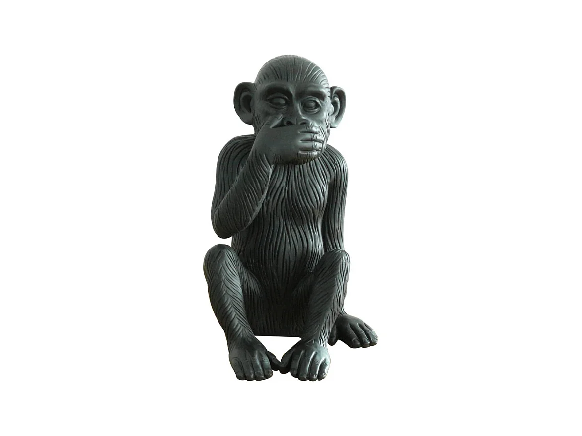 Statue singe noir mat avec main sur la bouche H39 cm - RAFIKI