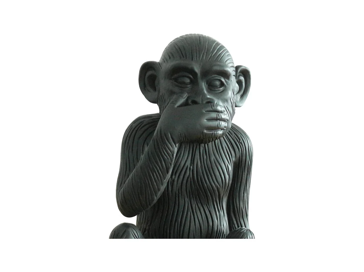 Statue singe noir mat avec main sur la bouche H39 cm - RAFIKI