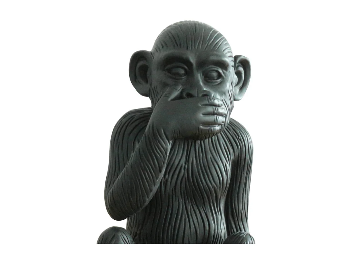 Statue singe noir mat avec main sur la bouche H39 cm - RAFIKI