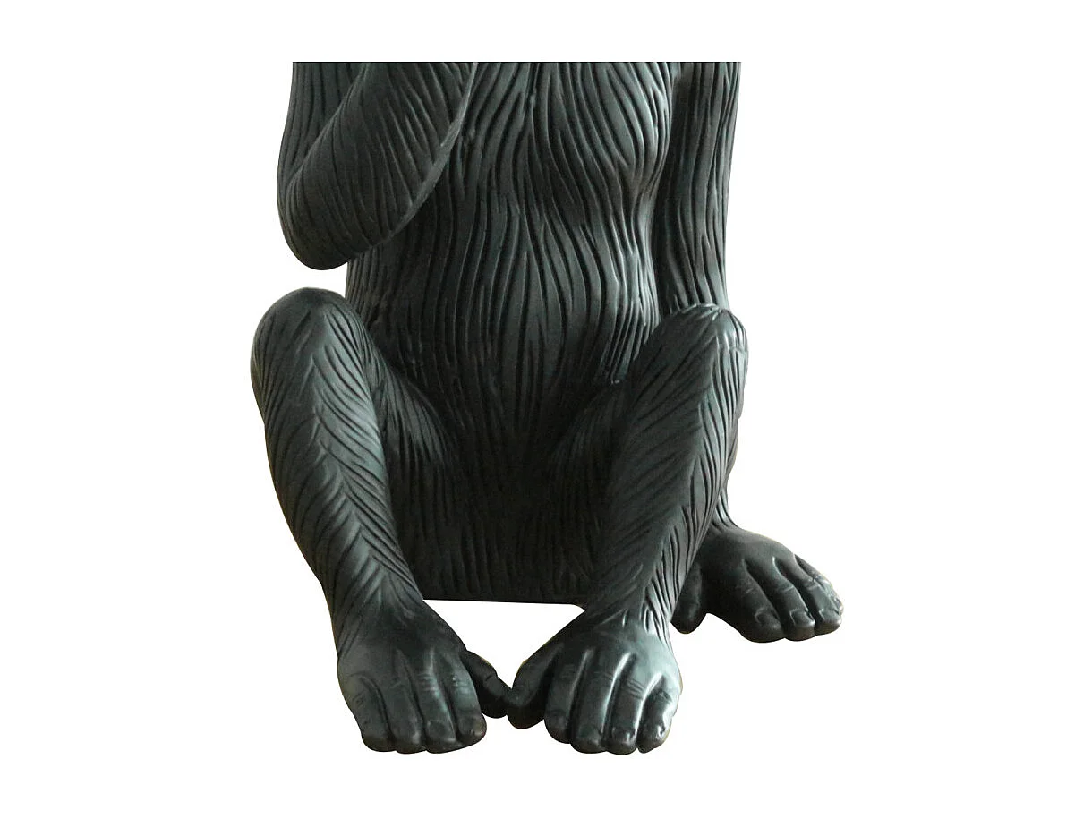 Statue singe noir mat avec main sur la bouche H39 cm - RAFIKI