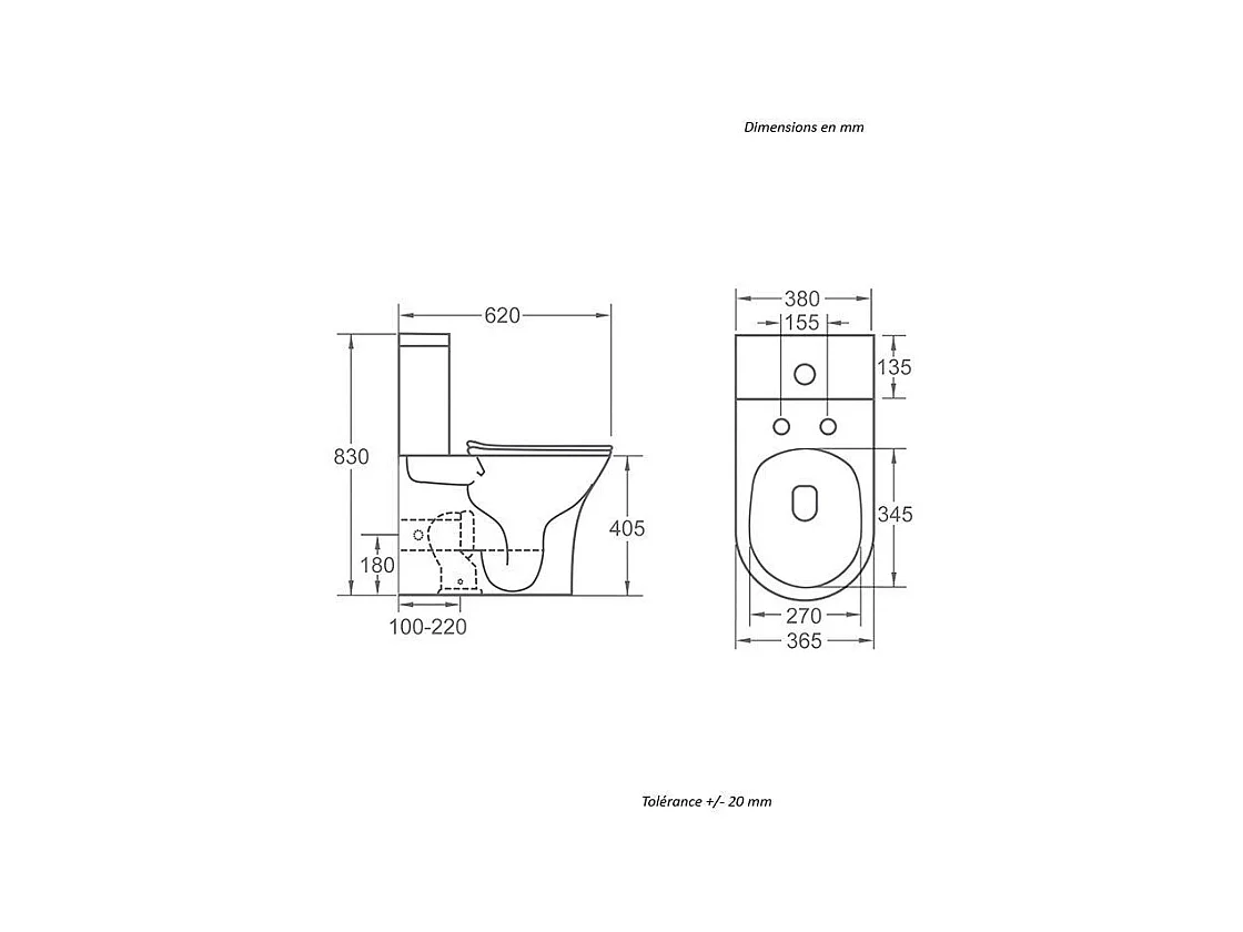 Toilette WC à poser CIPOLI en céramique noir mat