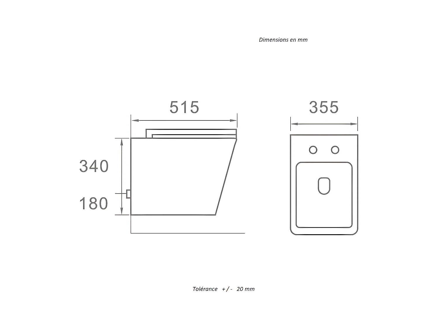 Cuvette WC suspendu CALETO - sans bride et avec frein de chute