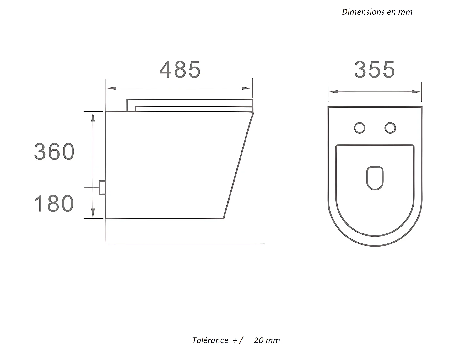 Cuvette WC suspendu TERCERO - sans bride et avec frein de chute