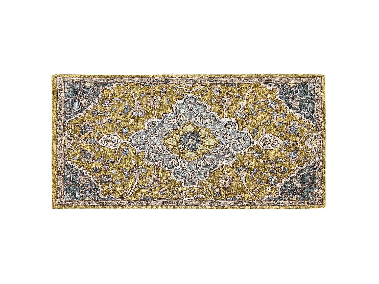 Vloerkleed wol geel/blauw 80 x 150 cm MUCUR