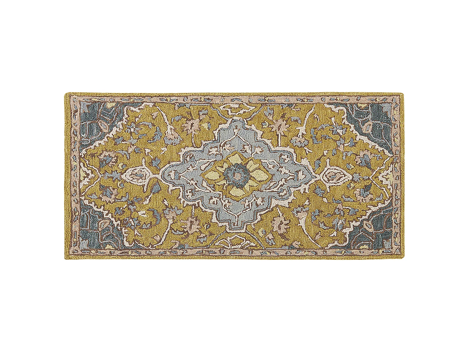 Vloerkleed wol geel/blauw 80 x 150 cm MUCUR