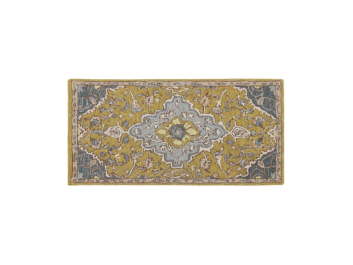 Vloerkleed wol geel/blauw 80 x 150 cm MUCUR