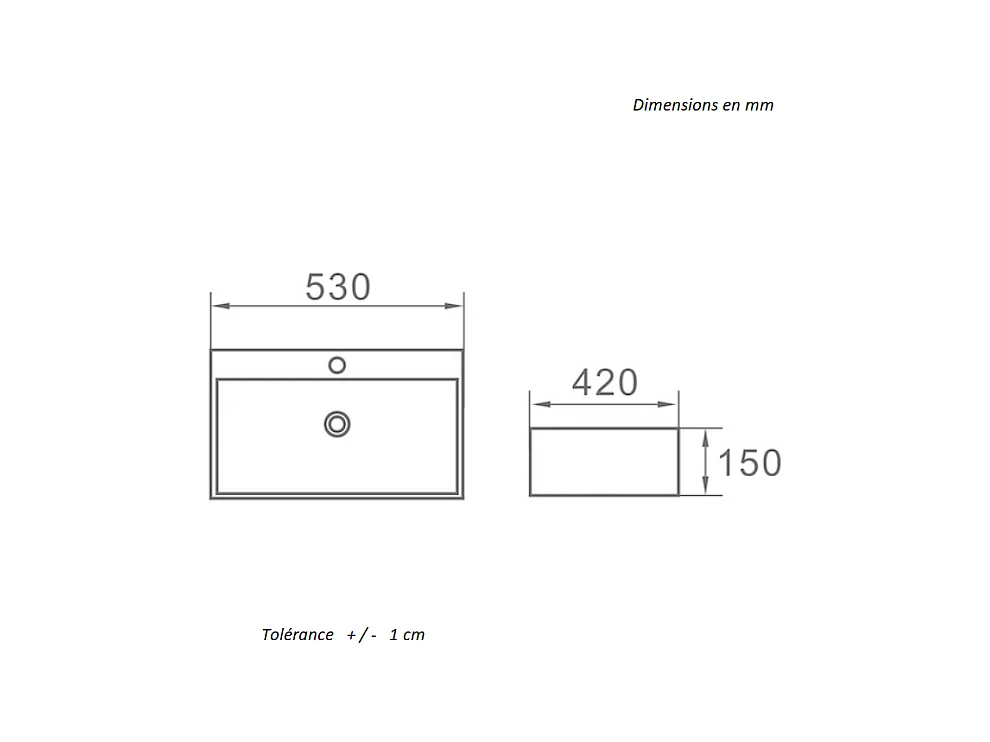 Aufsatzwaschbecken aus glasierter Keramik CORRIENTES 53x42 cm