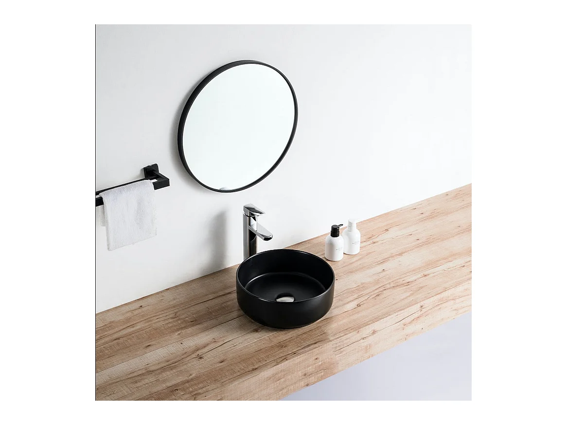 Lavabo negro mate sobre encimera cerámico MENDOZA Ø 36 cm  Ø36 cm