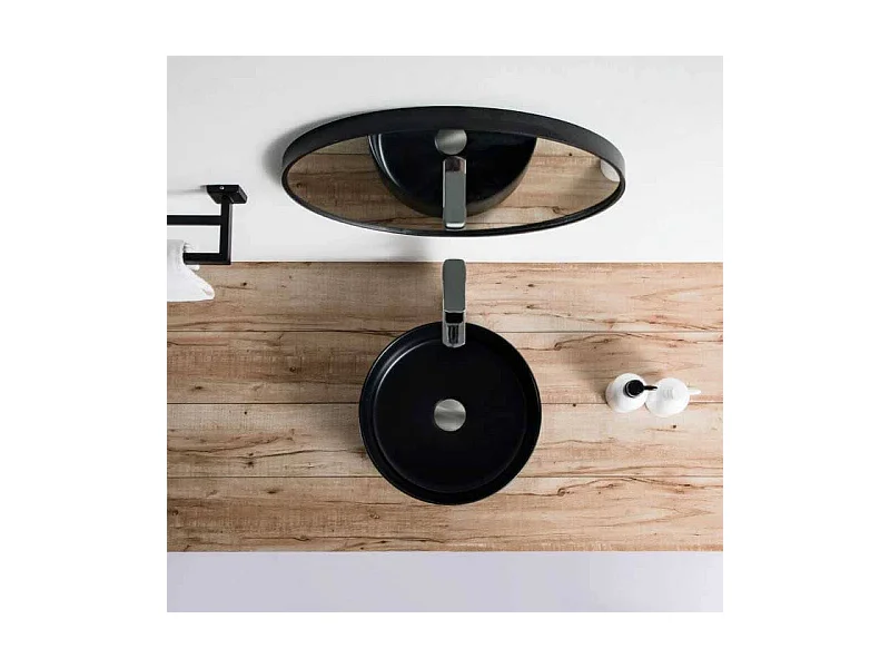 Lavabo negro mate sobre encimera cerámico MENDOZA Ø 36 cm  Ø36 cm