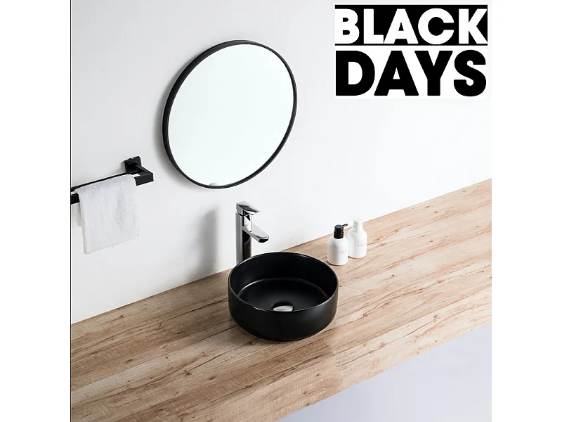 Vasque à poser ronde en céramique MENDOZA 6 coloris Ø36 cm Noir mat