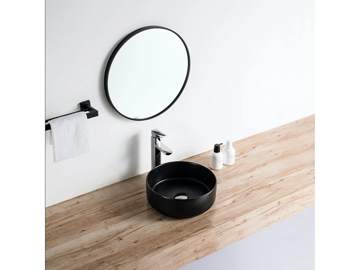Lavabo negro mate sobre encimera cerámico MENDOZA Ø 36 cm  Ø36 cm