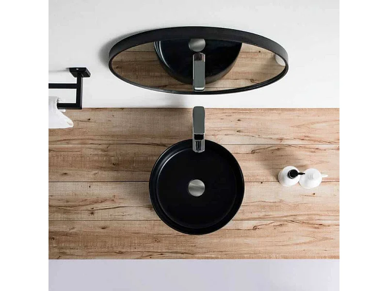 Lavabo negro mate sobre encimera cerámico MENDOZA Ø 36 cm  Ø36 cm