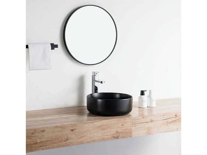 Lavabo negro mate sobre encimera cerámico MENDOZA Ø 36 cm  Ø36 cm