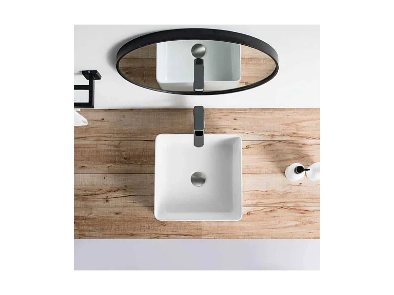 Aufsatzwaschbecken aus glasierter Keramik RIVA 365 cm weiß glänzend