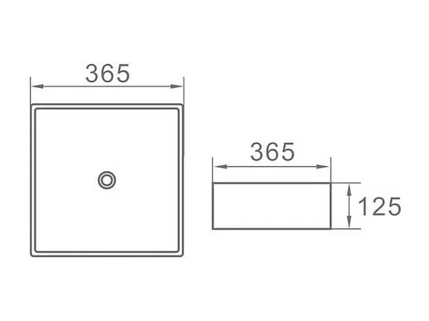 Lavabo blanco brillante sobre encimera cerámico RIVA 36,5 cm  36.5 x 36.5 cm