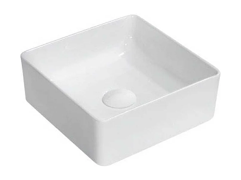 Lavabo blanco brillante sobre encimera cerámico RIVA 36,5 cm  36.5 x 36.5 cm