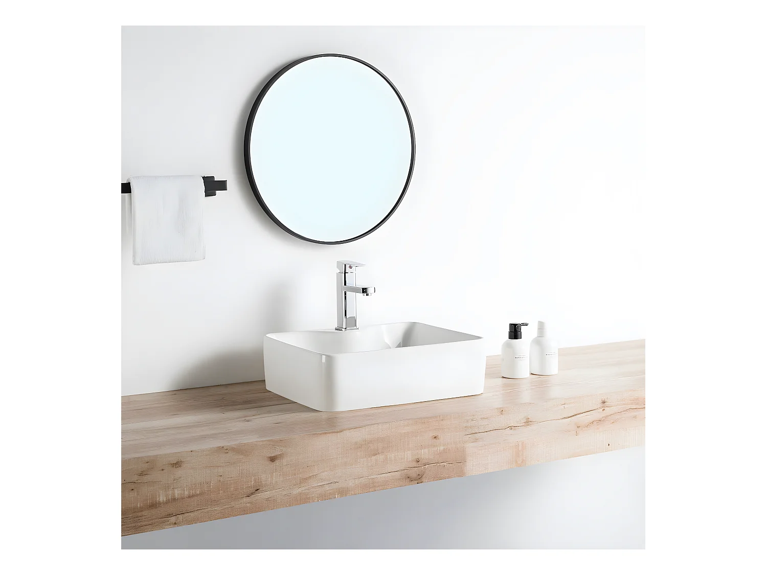 Lavabo blanco brillante sobre encimera cerámico ROSARIO 48 x 37 cm