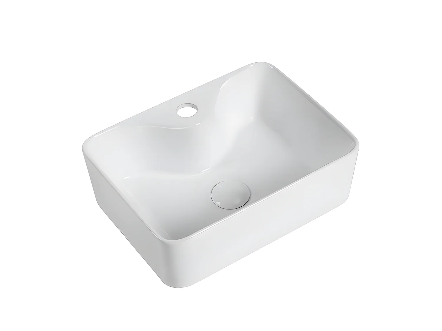 Lavabo blanco brillante sobre encimera cerámico ROSARIO 48 x 37 cm