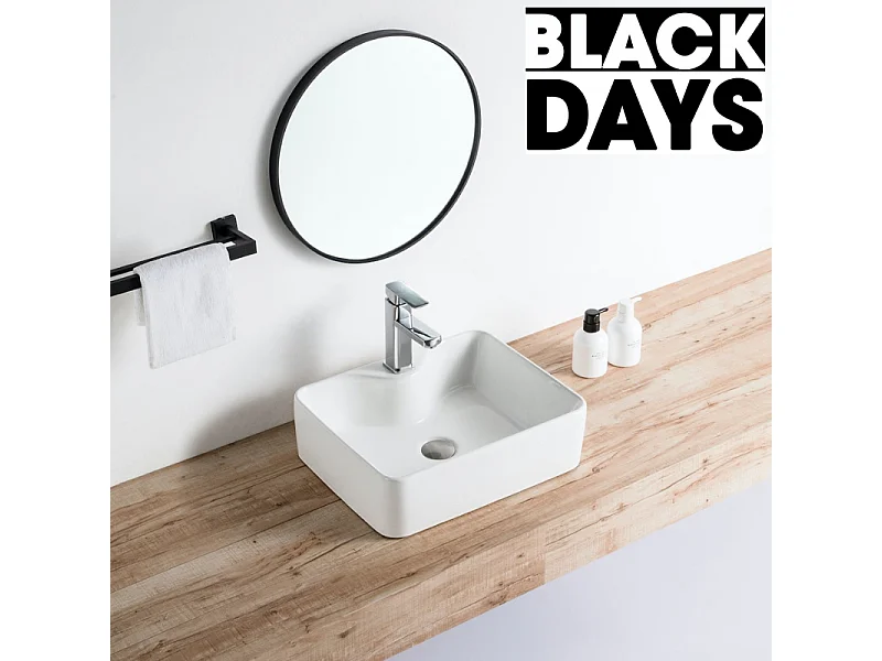 Vasque à poser rectangulaire en céramique ROSARIO 48 x 37 cm