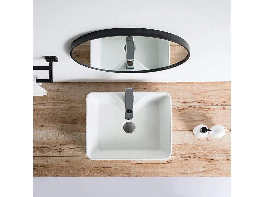 Vasque à poser rectangulaire en céramique ROSARIO 48 x 37 cm