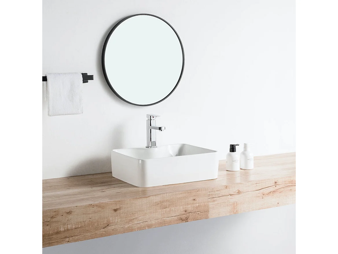 Vasque à poser rectangulaire en céramique ROSARIO 48 x 37 cm