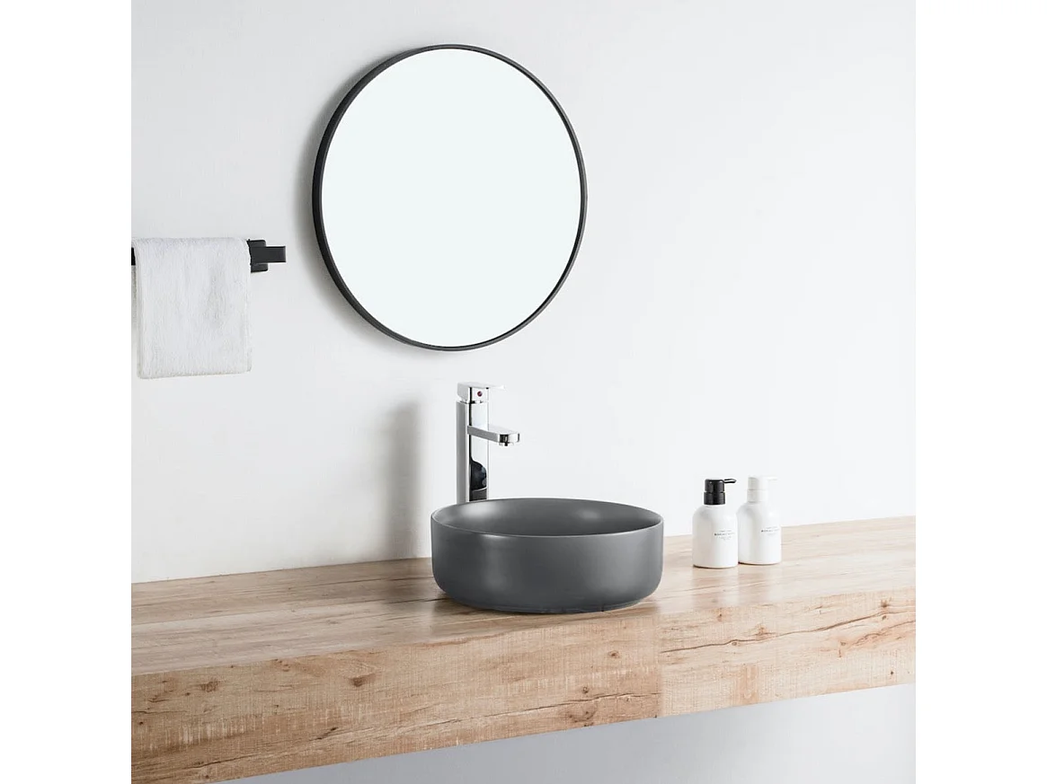 Lavabo antracita mate sobre encimera cerámico MENDOZA Ø 36 cm  Ø36 cm