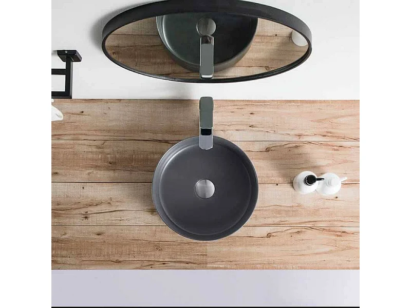 Lavabo antracita mate sobre encimera cerámico MENDOZA Ø 36 cm  Ø36 cm