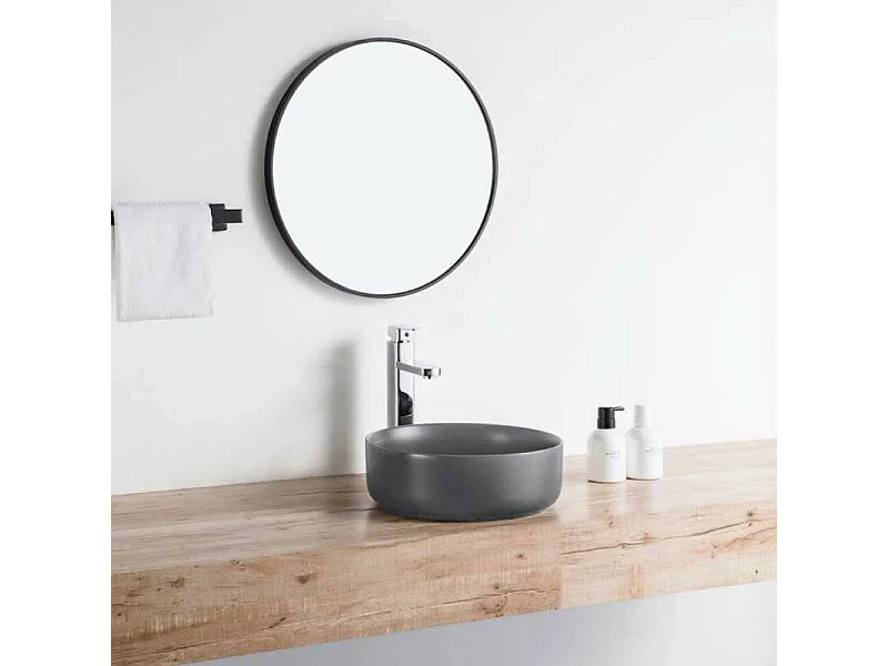 Lavabo antracita mate sobre encimera cerámico MENDOZA Ø 36 cm  Ø36 cm