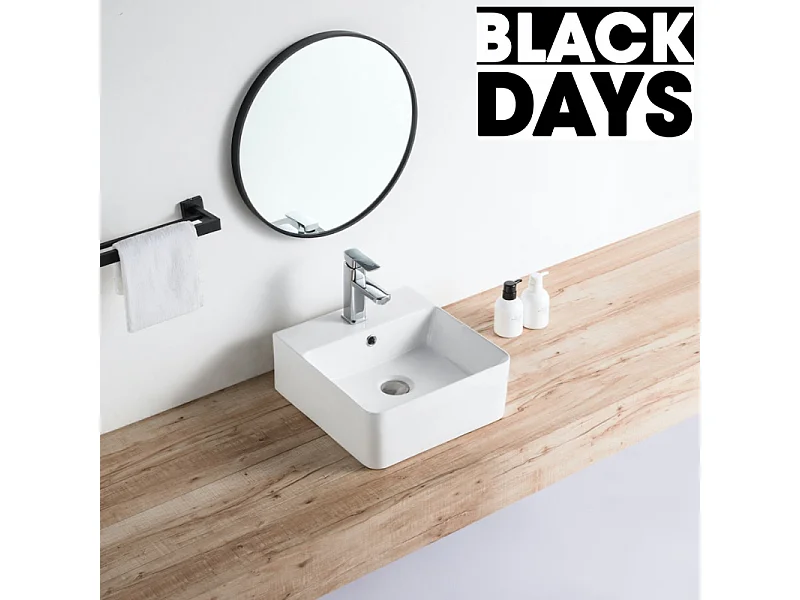 Vasque à poser rectangulaire en céramique VENADO taille S M et L 52 x 42 cm